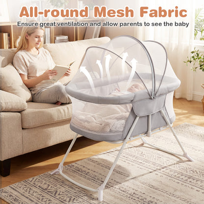 2in1 Baby Bassinet with Rocking Motion, Foldable Bedside Sleeper, Gray Bassinets & Bedside Sleepers at Gallery Canada