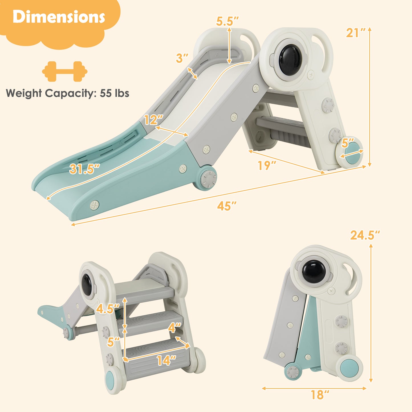 2 In 1 Baby Slide With Climber, 18+ Months, Blue Climbers & Slides at Gallery Canada