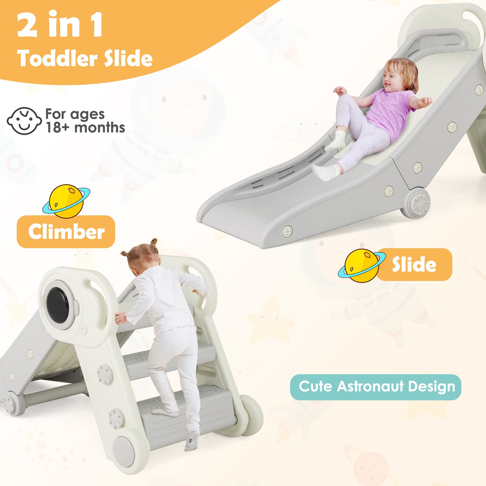 2 In 1 Baby Slide Climber, 18+ Months, Gray Climbers & Slides at Gallery Canada