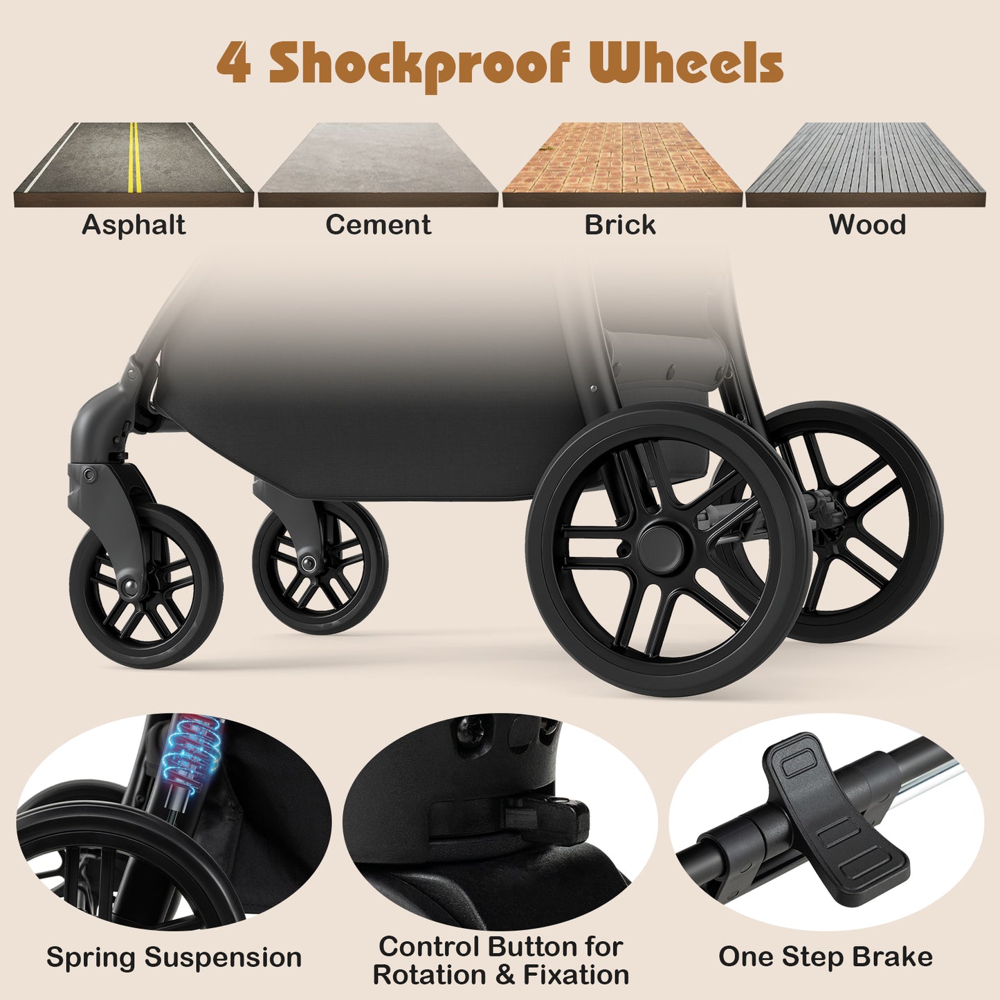 2-in-1 Baby Stroller with Bassinet Mode and Reversible Seat, Black Baby Strollers at Gallery Canada