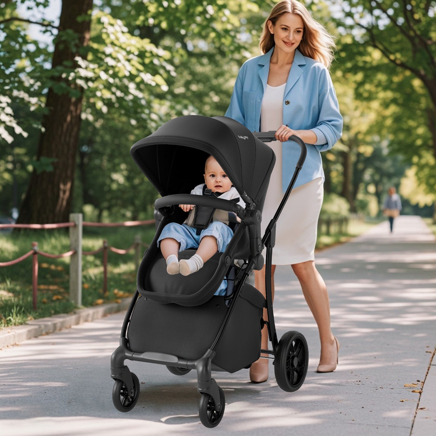 2-in-1 Baby Stroller with Bassinet Mode and Reversible Seat, Black Baby Strollers at Gallery Canada