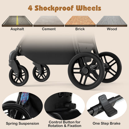 2-in-1 Baby Stroller with Bassinet Mode and Reversible Seat, Gray Baby Strollers at Gallery Canada