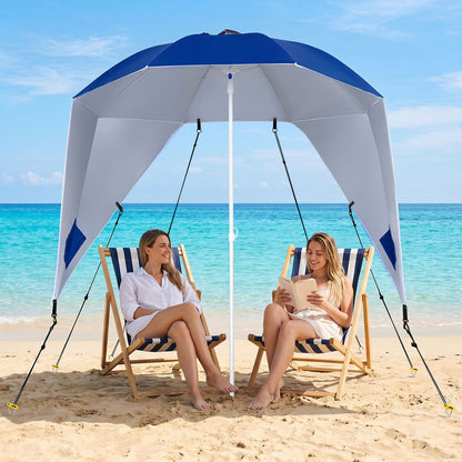 Beach Shelter Umbrella UPF 50+, Side Panels, Blue