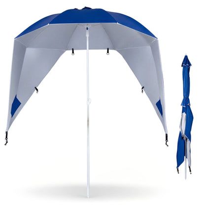 Beach Shelter Umbrella UPF 50+, Side Panels, Blue
