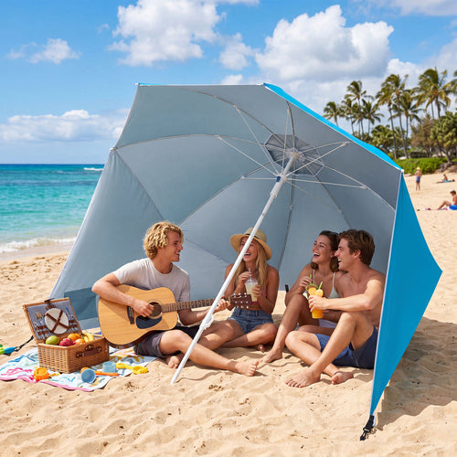 UPF 50+ Beach Shelter Umbrella, Turquoise