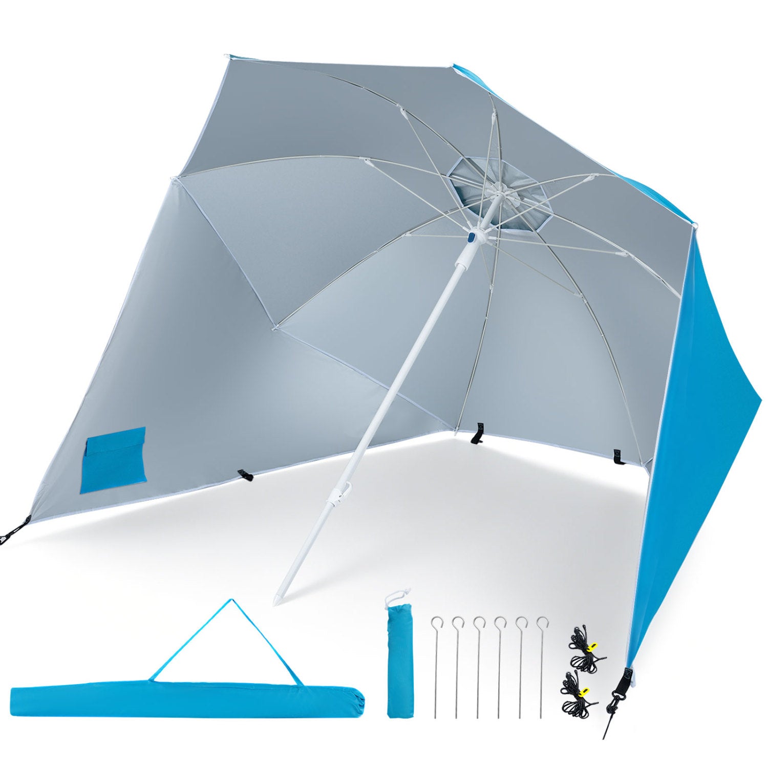 UPF 50+ Beach Shelter Umbrella, Turquoise Outdoor Umbrellas at Gallery Canada