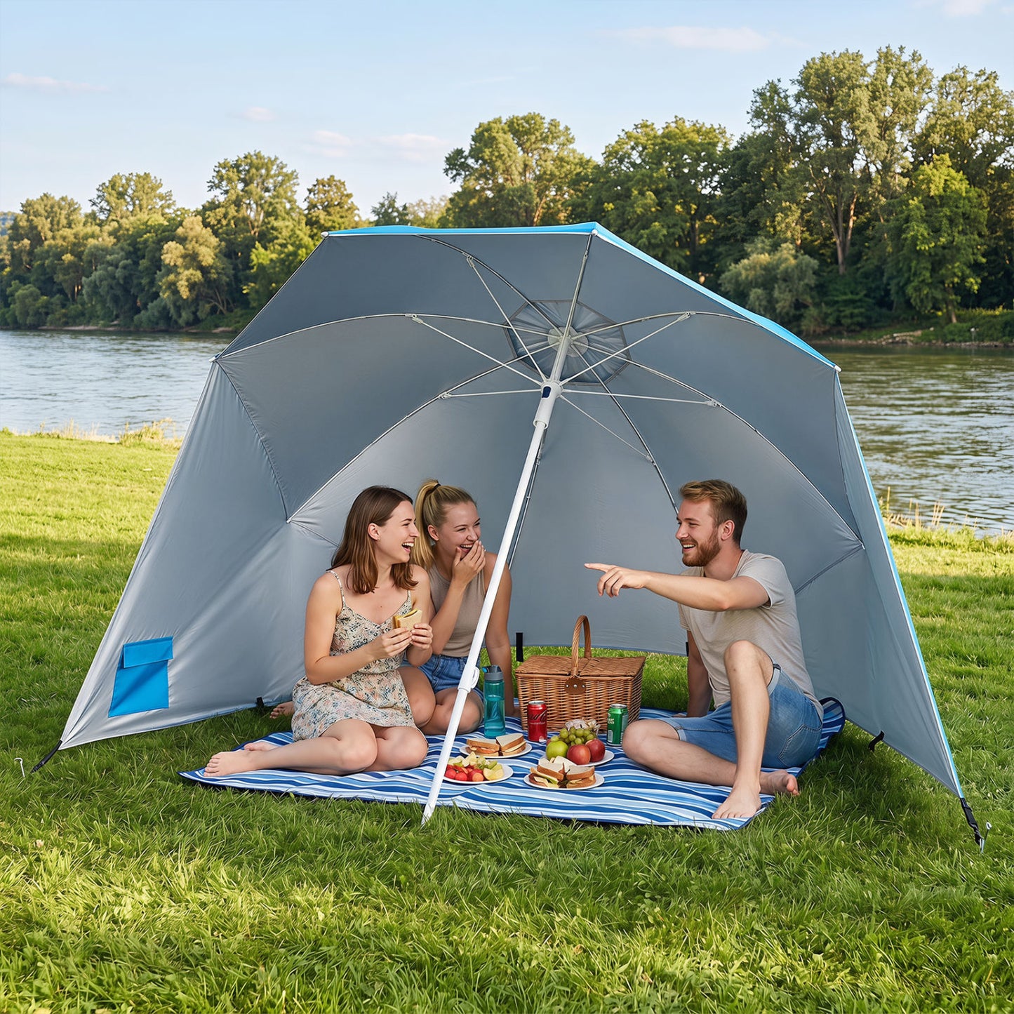 UPF 50+ Beach Shelter Umbrella, Turquoise
