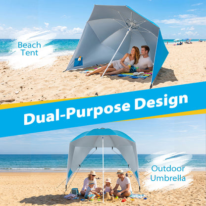 UPF 50+ Beach Shelter Umbrella, Turquoise