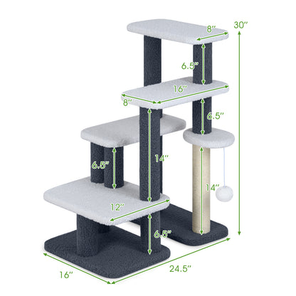 Cat Stairs Tree Tower, Scratching Posts, Hanging Toy Ball, Gray Cat Trees Condos & Scratchers at Gallery Canada