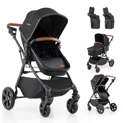 2-in-1 Convertible Baby Stroller with Car Seat Adapters, Black