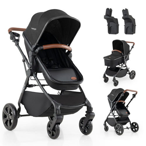 2-in-1 Convertible Baby Stroller with Car Seat Adapters, Black
