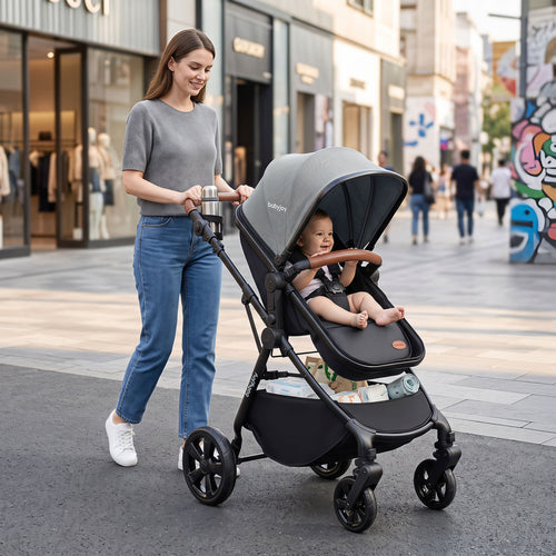 2-in-1 Convertible Baby Stroller, Gray