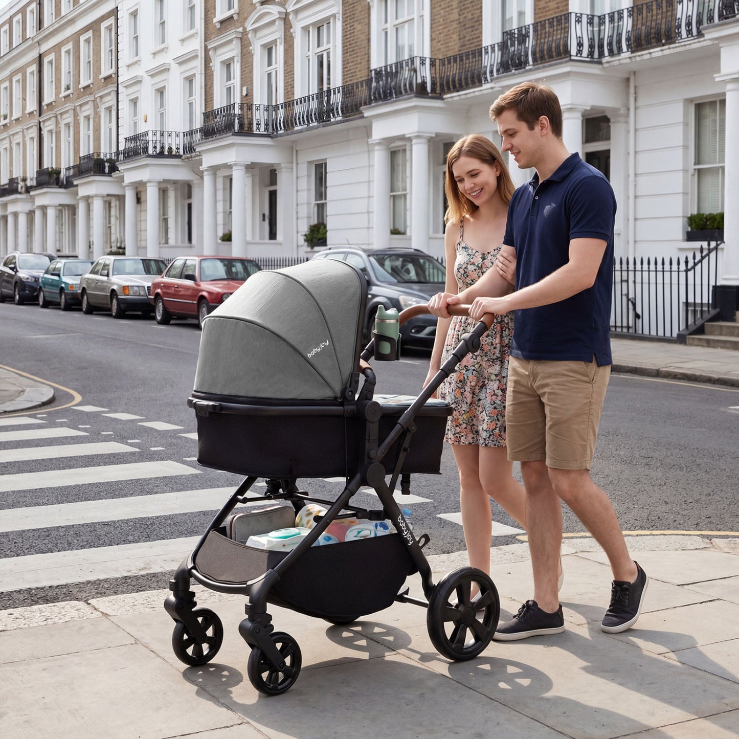 Poussette convertible 2-en-1, gris