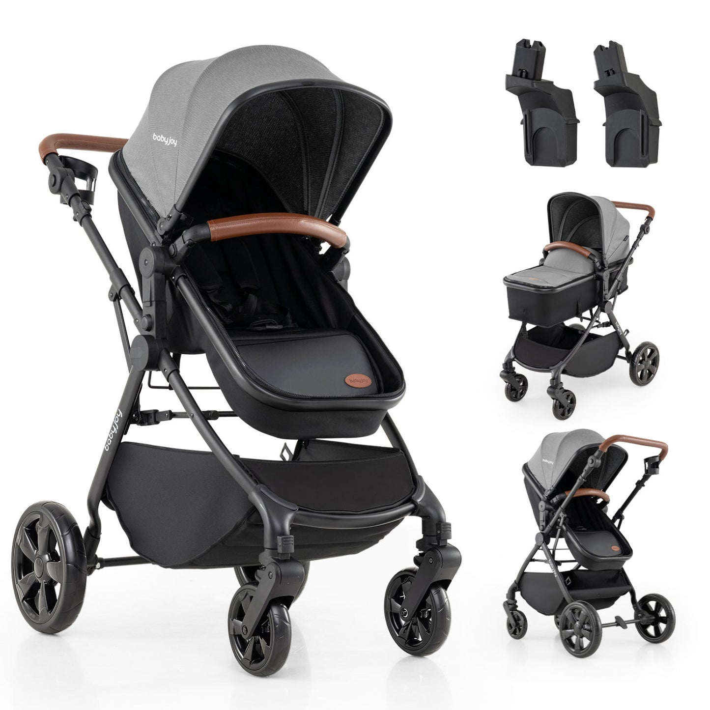 Poussette convertible 2-en-1, gris