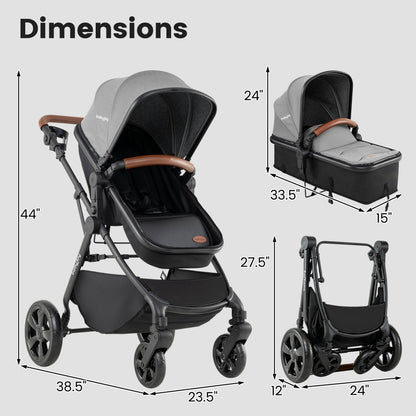 Poussette convertible 2-en-1, gris