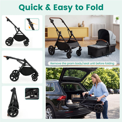 2-In-1 Convertible Baby Stroller, Turquoise