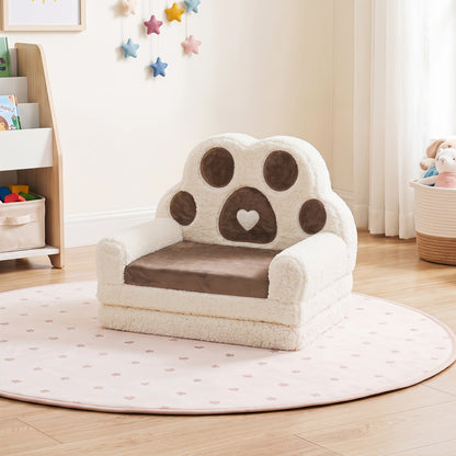 2-in-1 Convertible Kids Sofa to Lounger with Removable Cover, Brown Kids Chairs & Seating at Gallery Canada