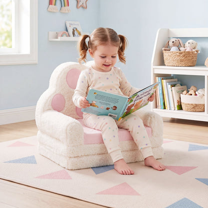 2-in-1 Convertible Kids Sofa to Lounger with Removable Cover, Pink Kids Chairs & Seating at Gallery Canada