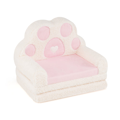2-in-1 Convertible Kids Sofa to Lounger with Removable Cover, Pink