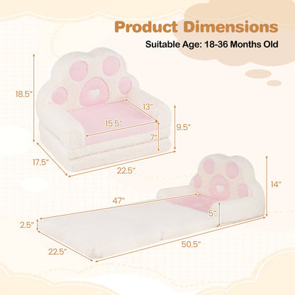 2-in-1 Convertible Kids Sofa to Lounger with Removable Cover, Pink Kids Chairs & Seating at Gallery Canada