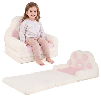 2-in-1 Convertible Kids Sofa to Lounger with Removable Cover, Pink Kids Chairs & Seating at Gallery Canada