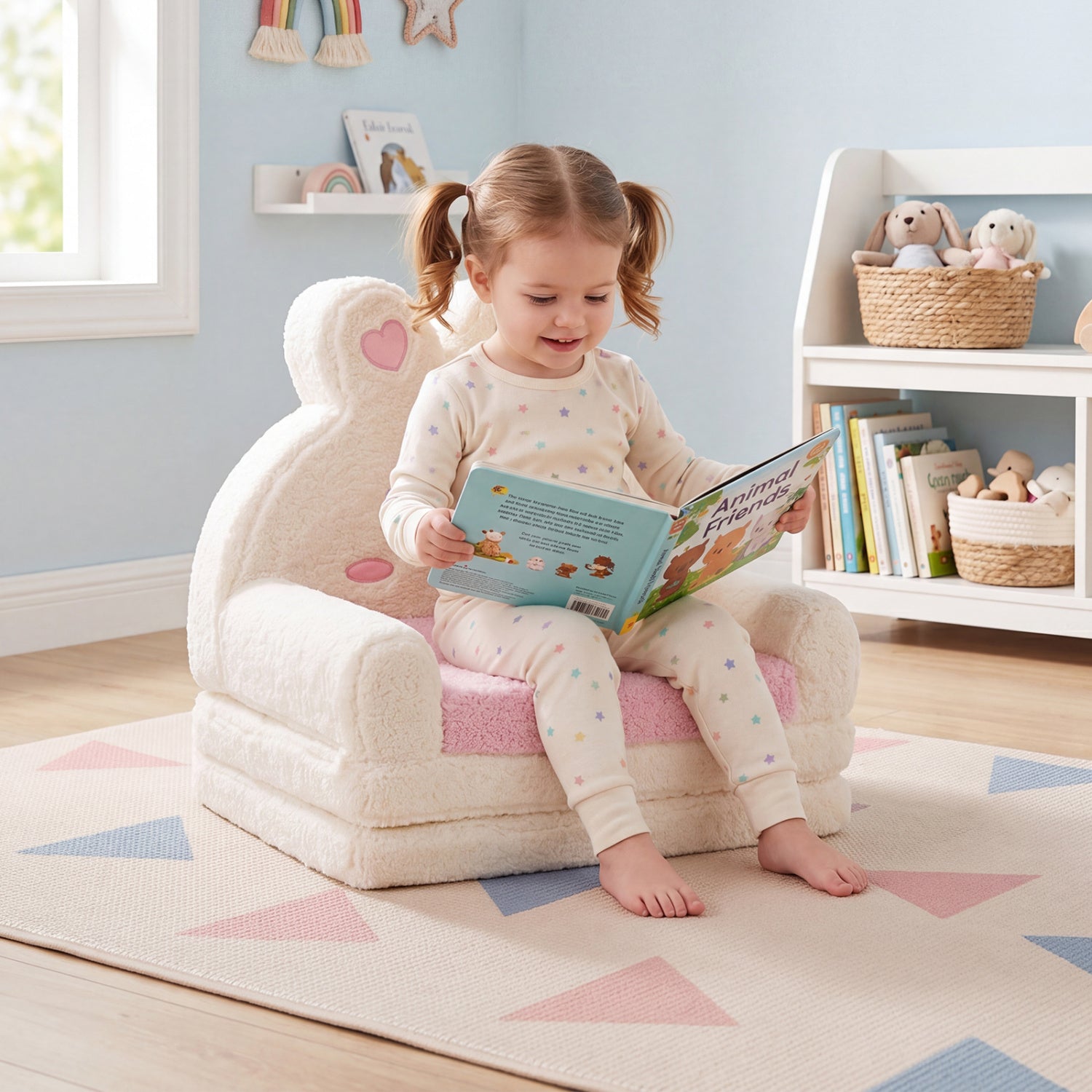 Convertible Kids Sofa Lounger, Bunny Pattern, Pink Kids Chairs & Seating at Gallery Canada