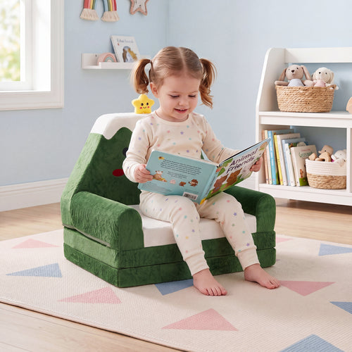 2-in-1 Convertible Kids Sofa to Lounger, Green