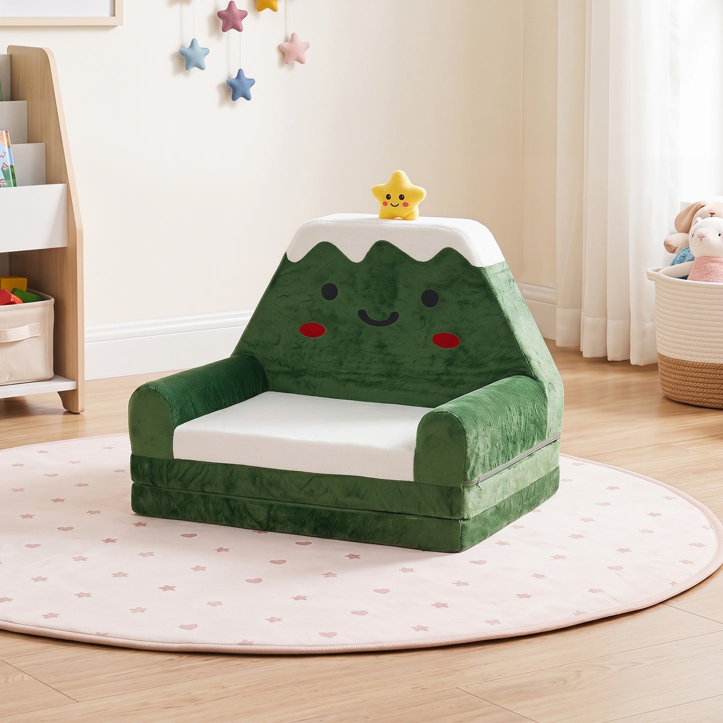 2-in-1 Convertible Kids Sofa to Lounger, Green Kids Chairs & Seating at Gallery Canada