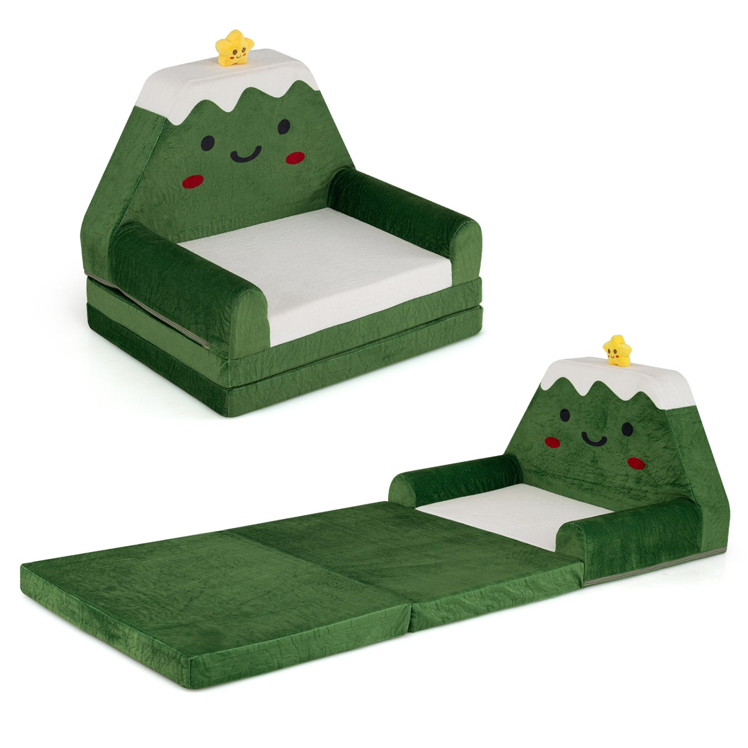 2-in-1 Convertible Kids Sofa to Lounger, Green Kids Chairs & Seating at Gallery Canada