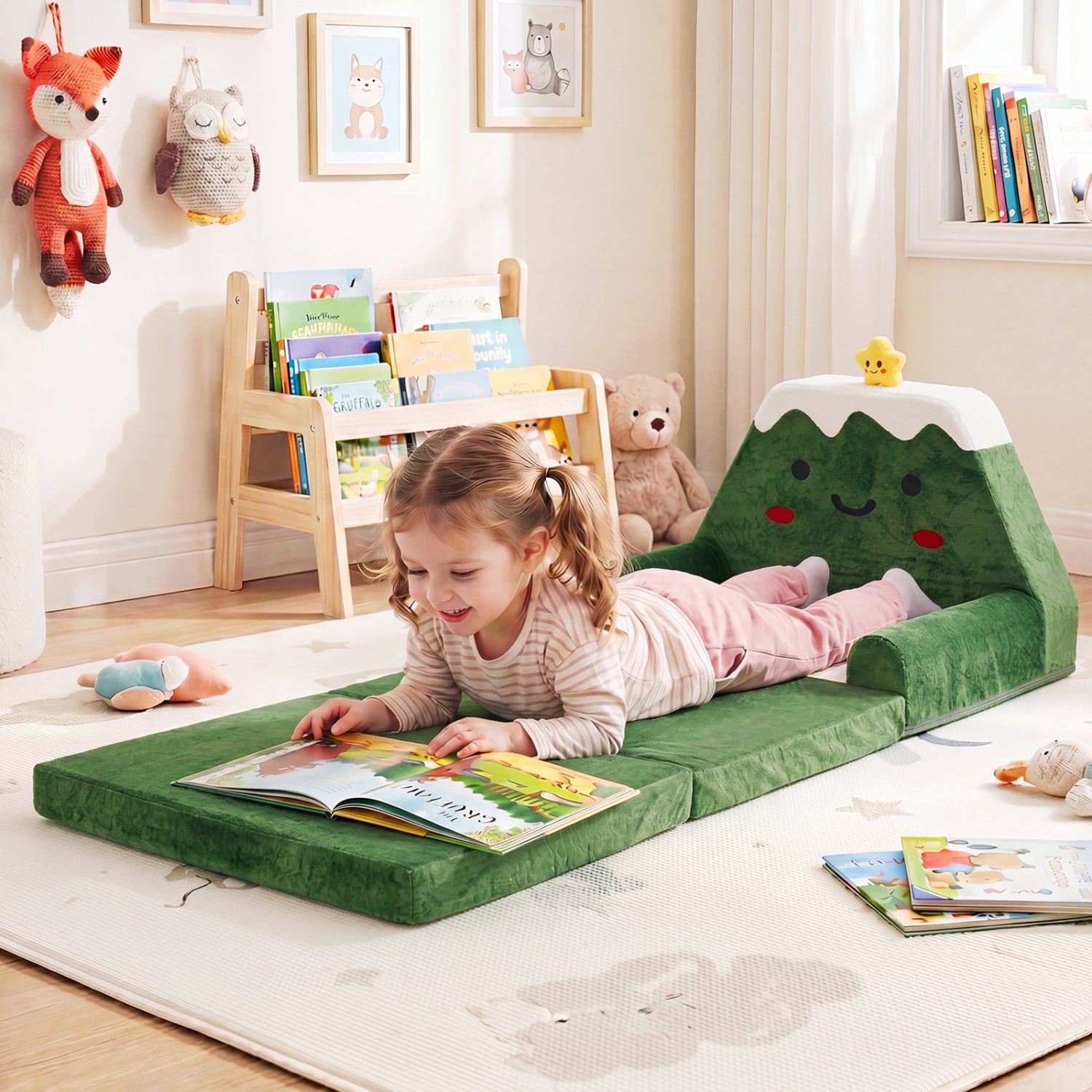 2-in-1 Convertible Kids Sofa to Lounger, Green Kids Chairs & Seating at Gallery Canada
