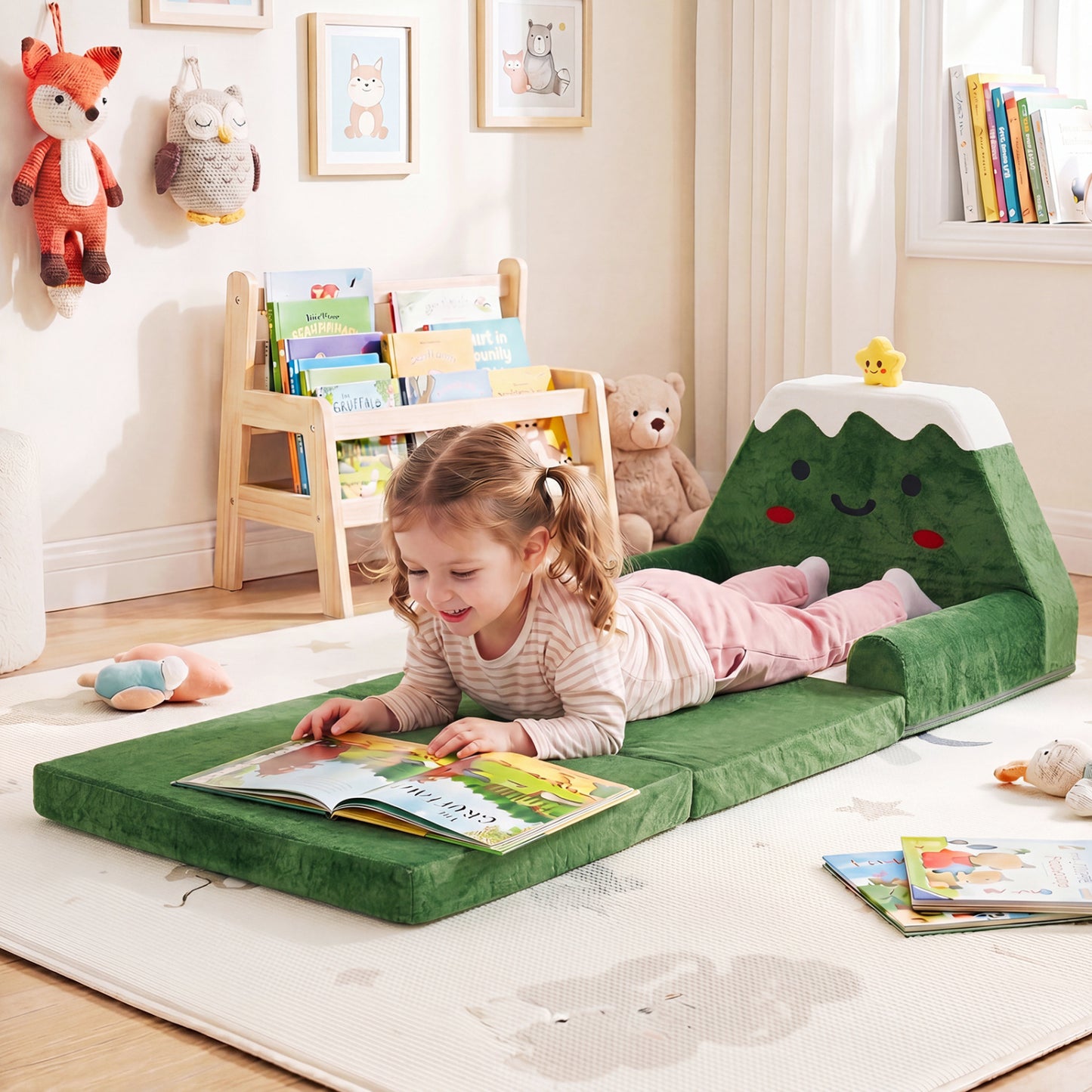 2-in-1 Convertible Kids Sofa to Lounger, Green Kids Chairs & Seating at Gallery Canada