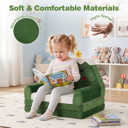 2-in-1 Convertible Kids Sofa to Lounger, Green Kids Chairs & Seating at Gallery Canada