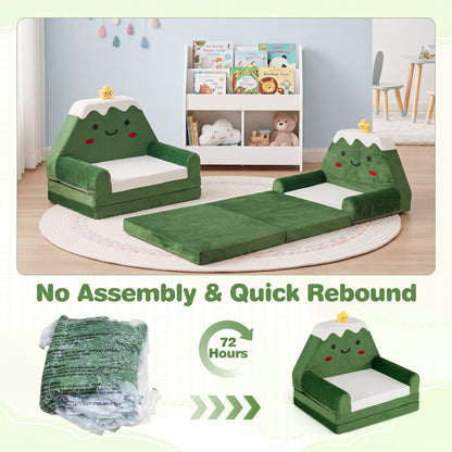 2-in-1 Convertible Kids Sofa to Lounger, Green Kids Chairs & Seating at Gallery Canada