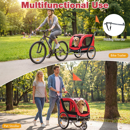 2-In-1 Dog Bike Trailer, Universal Bicycle Coupler, Red Dog Supplies at Gallery Canada