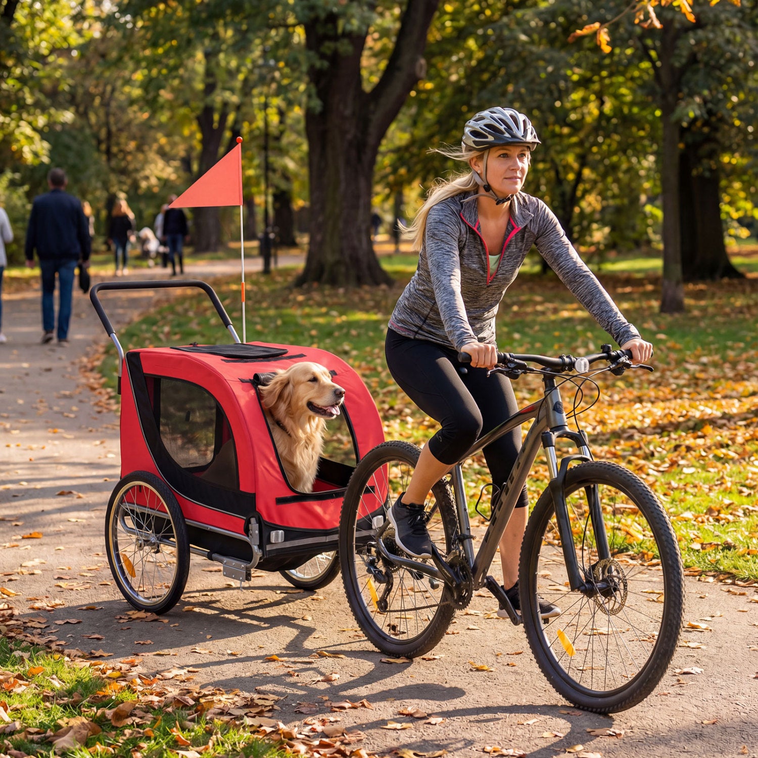 2-In-1 Dog Bike Trailer, Universal Bicycle Coupler, Red Dog Supplies at Gallery Canada
