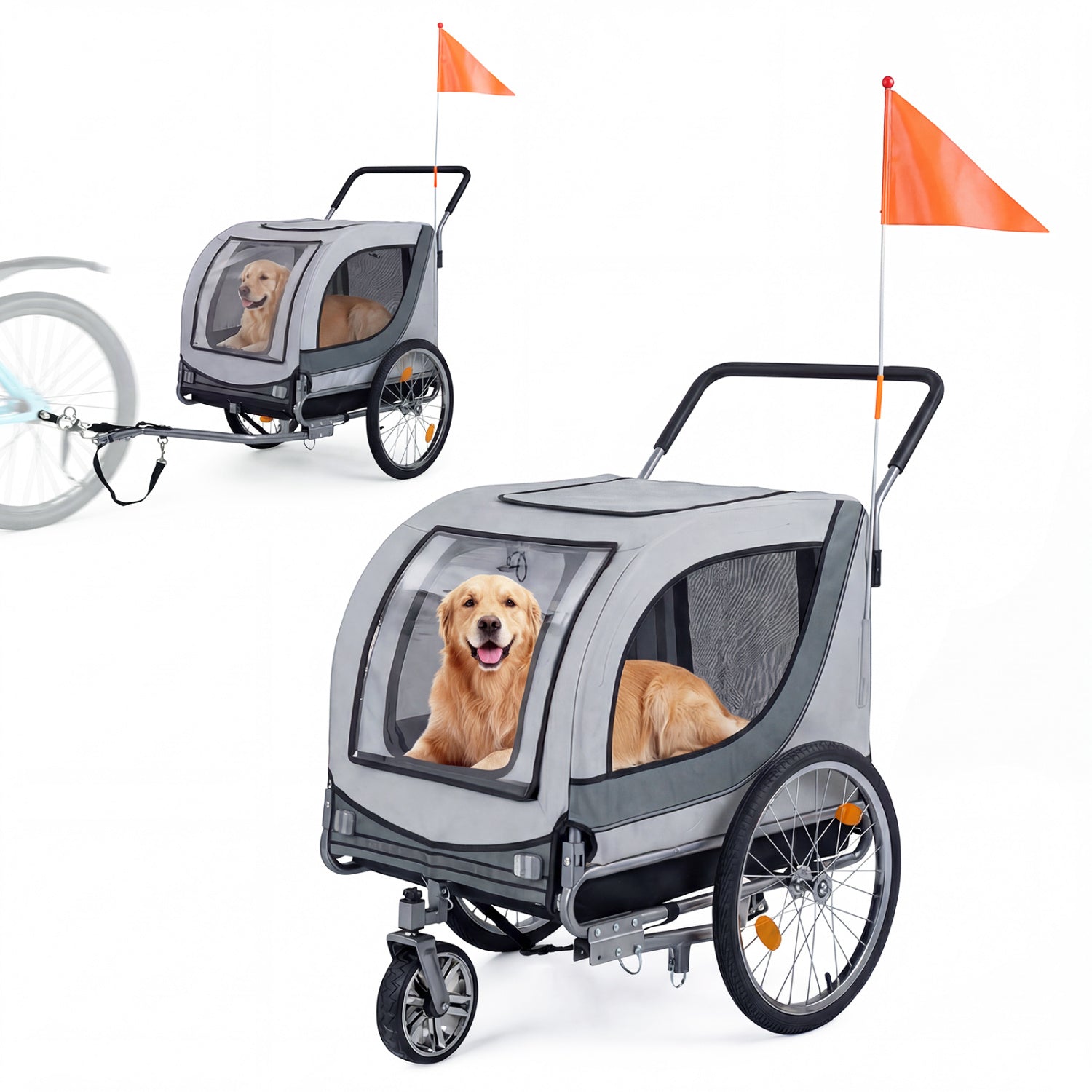 2-In-1 Dog Bike Trailer, Universal Bicycle Coupler, White Dog Supplies at Gallery Canada