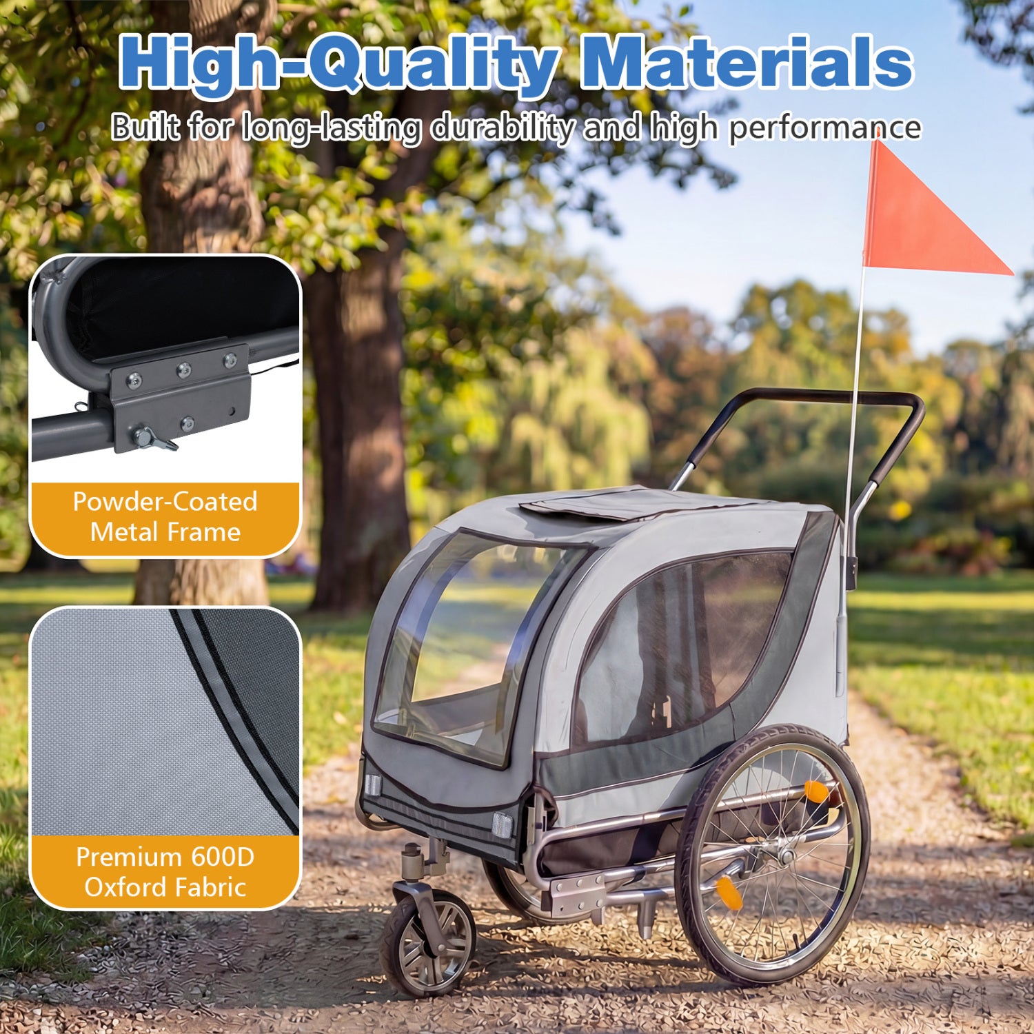 2-In-1 Dog Bike Trailer, Universal Bicycle Coupler, White Dog Supplies at Gallery Canada