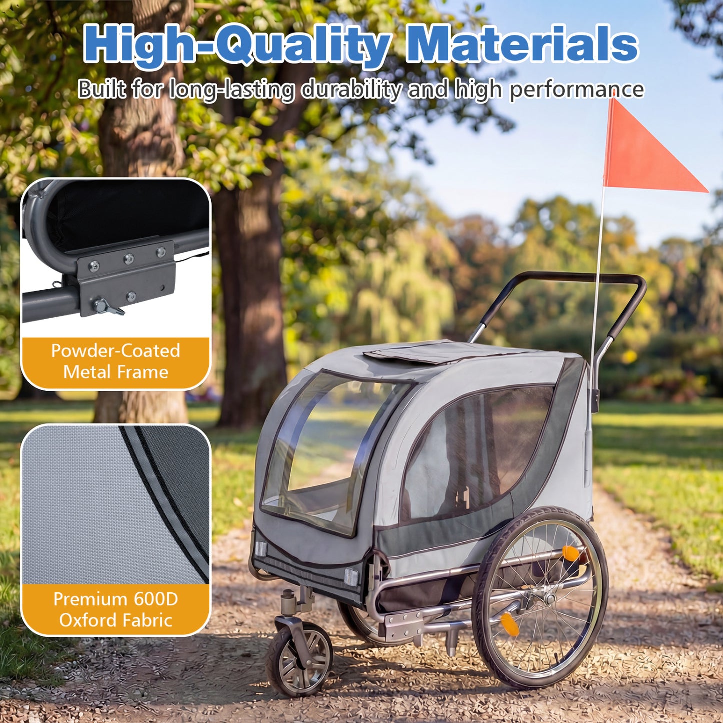 2-In-1 Dog Bike Trailer, Universal Bicycle Coupler, White Dog Supplies at Gallery Canada