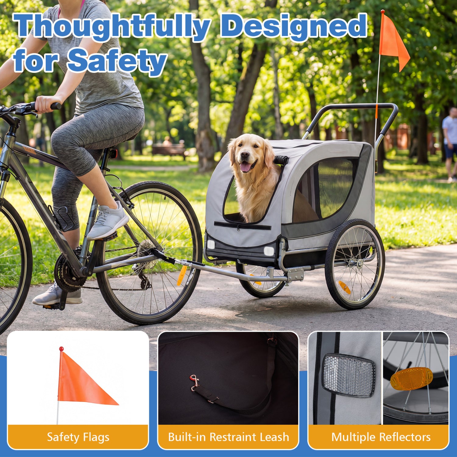 2-In-1 Dog Bike Trailer, Universal Bicycle Coupler, White Dog Supplies at Gallery Canada