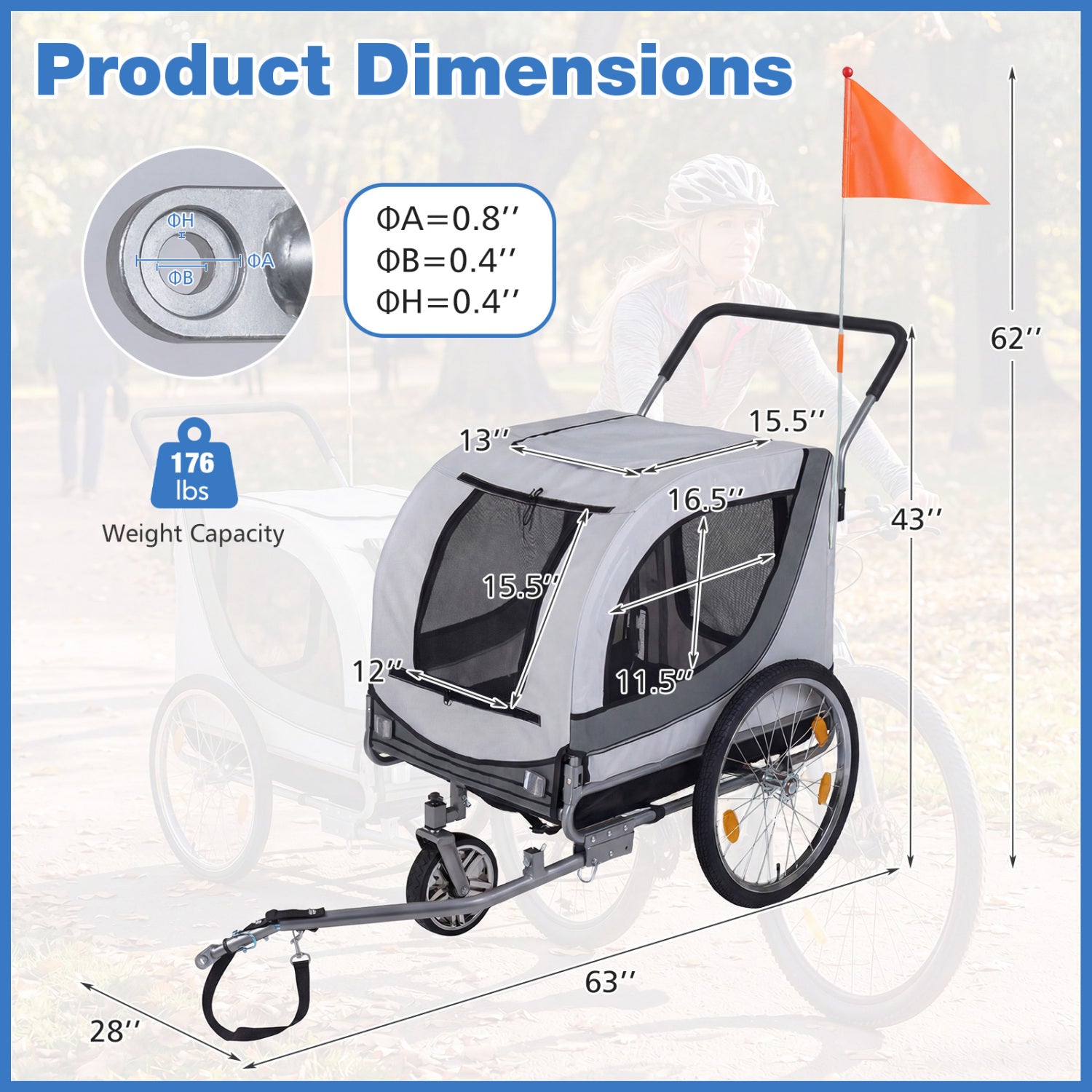 2-In-1 Dog Bike Trailer, Universal Bicycle Coupler, White Dog Supplies at Gallery Canada