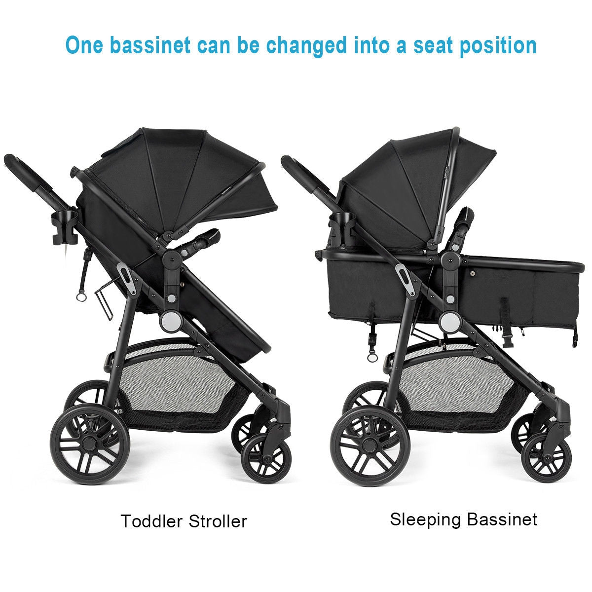 2 in 1 Foldable Pushchair Newborn Infant Baby Stroller, Black Baby Strollers at Gallery Canada