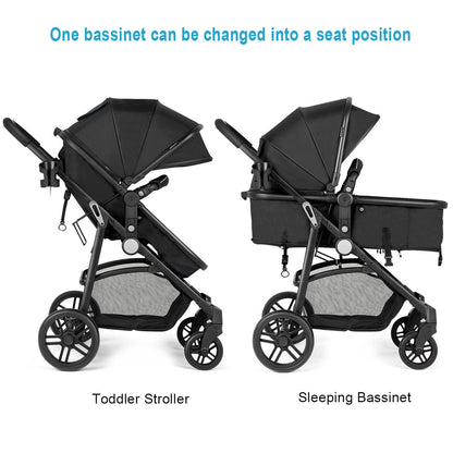 2 in 1 Foldable Pushchair Newborn Infant Baby Stroller, Black Baby Strollers at Gallery Canada