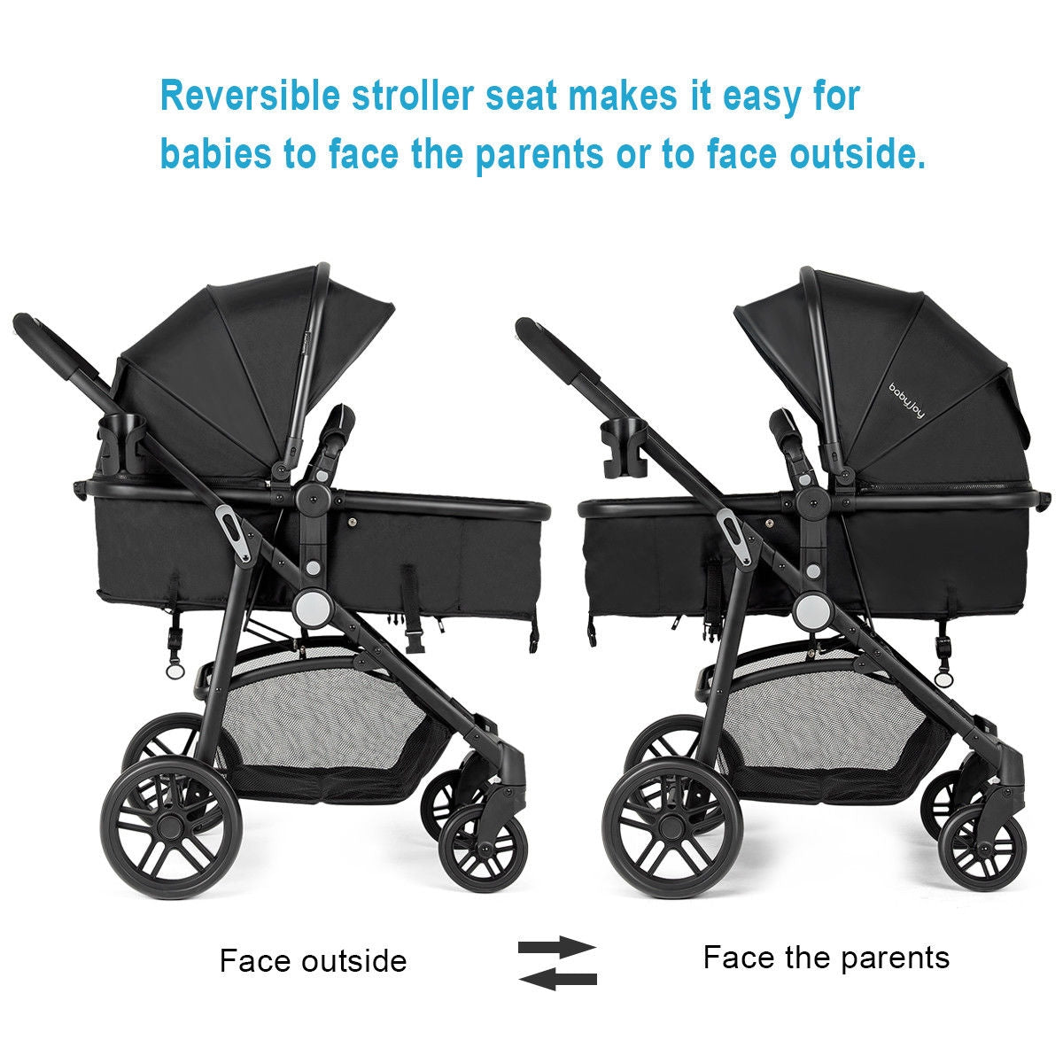 2 in 1 Foldable Pushchair Newborn Infant Baby Stroller, Black Baby Strollers at Gallery Canada