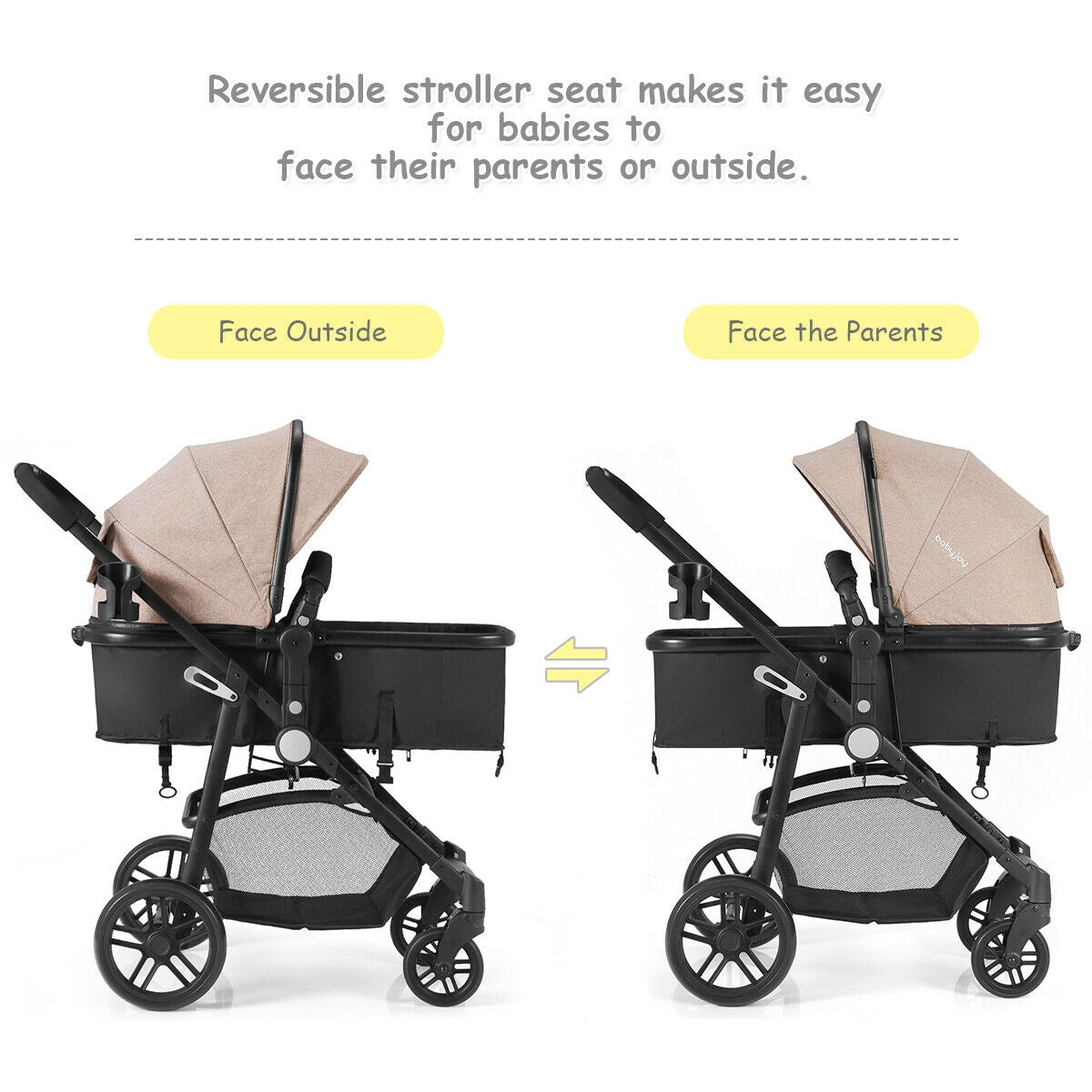 2 in 1 Foldable Pushchair Newborn Infant Baby Stroller, Coffee Baby Strollers at Gallery Canada