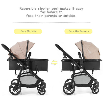 2 in 1 Foldable Pushchair Newborn Infant Baby Stroller, Coffee Baby Strollers at Gallery Canada