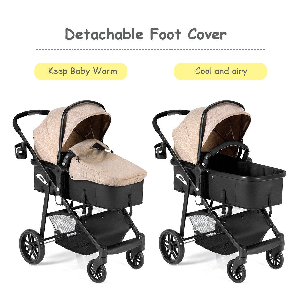 2 in 1 Foldable Pushchair Newborn Infant Baby Stroller, Coffee Baby Strollers at Gallery Canada