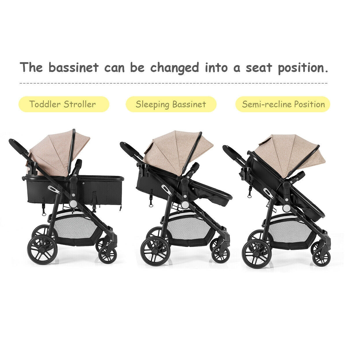 2 in 1 Foldable Pushchair Newborn Infant Baby Stroller, Coffee Baby Strollers at Gallery Canada