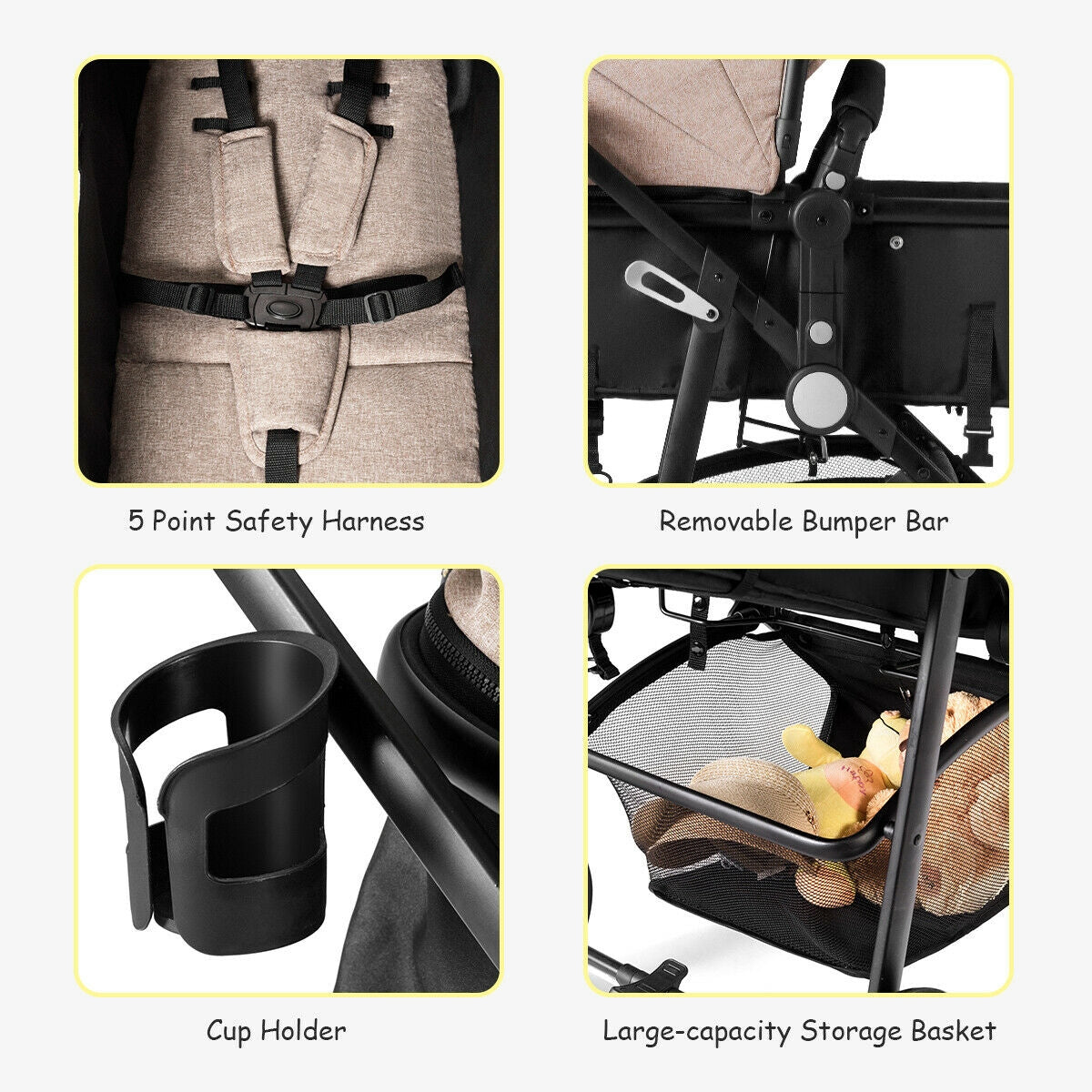 2 in 1 Foldable Pushchair Newborn Infant Baby Stroller, Coffee Baby Strollers at Gallery Canada