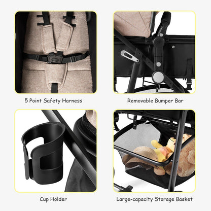 2 in 1 Foldable Pushchair Newborn Infant Baby Stroller, Coffee Baby Strollers at Gallery Canada