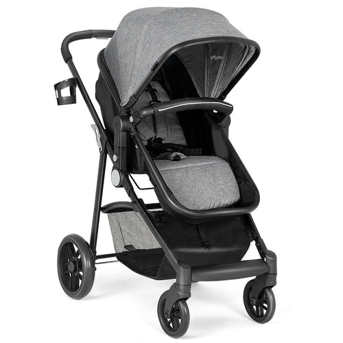 2 in 1 Foldable Pushchair Newborn Infant Baby Stroller, Gray